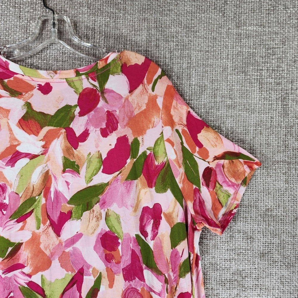 Terra & Sky Floral Knit T-Shirt Dress Womens Plus‎ 1X Short Sleeve Pink NWT - Picture 7 of 11